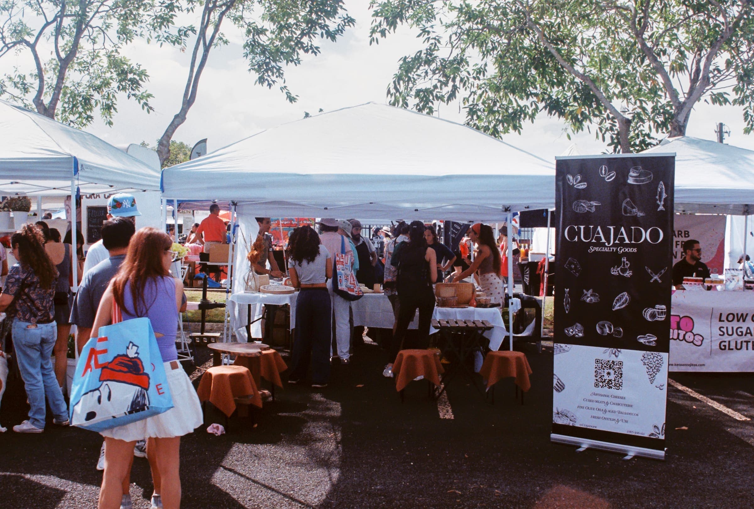 The CUAJADO Specialty Goods booth at a Puerto Rico farmers market