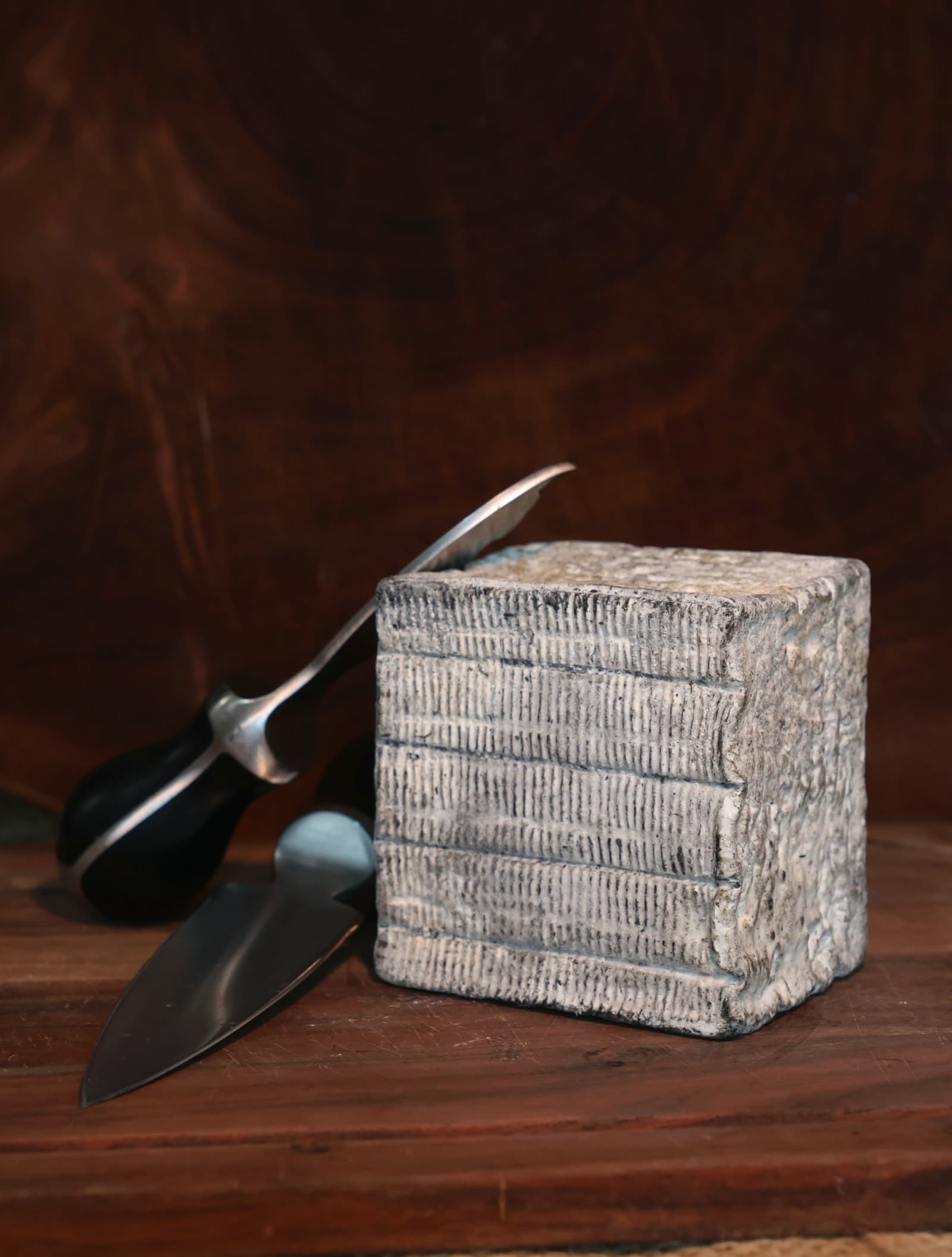 Specialty cheese, tabletop still life